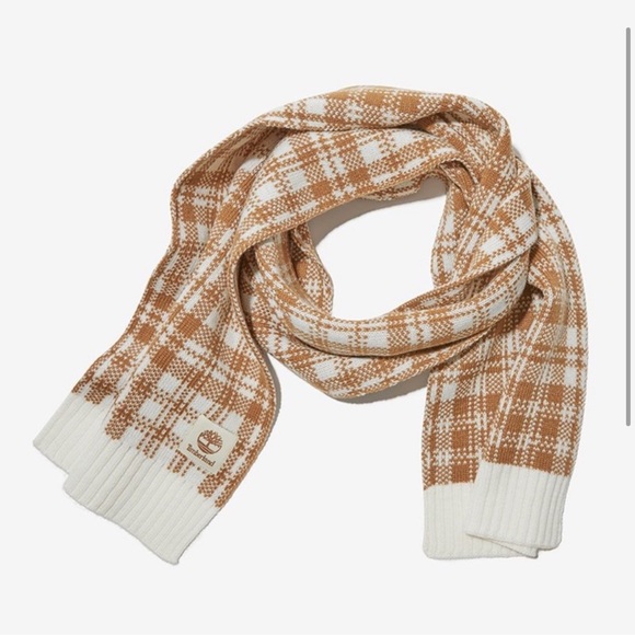 NWT Timberland Women's Tan Cream Brown Plaid Scarf - Picture 4 of 8